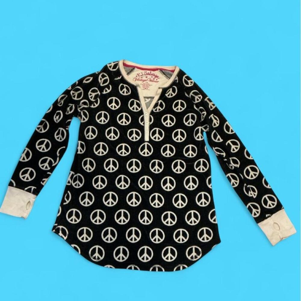 Pj salvage vintage velour peace sign henley